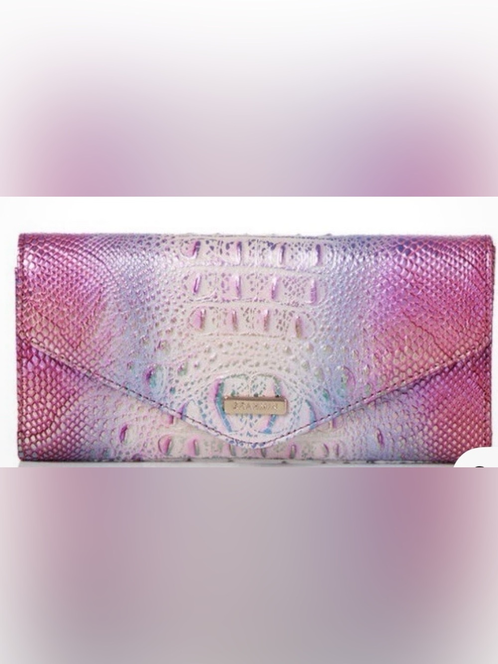 Brahmin Veronica Wallet Multi Sundial Pink Iridescent Embossed